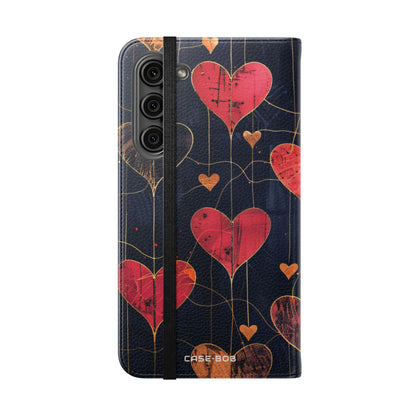 Textured Heart Grid - Samsung S23+ Case - Wallet