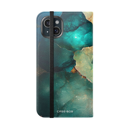 Fractured Gemstone Teal - iPhone 15 Plus Case - Wallet