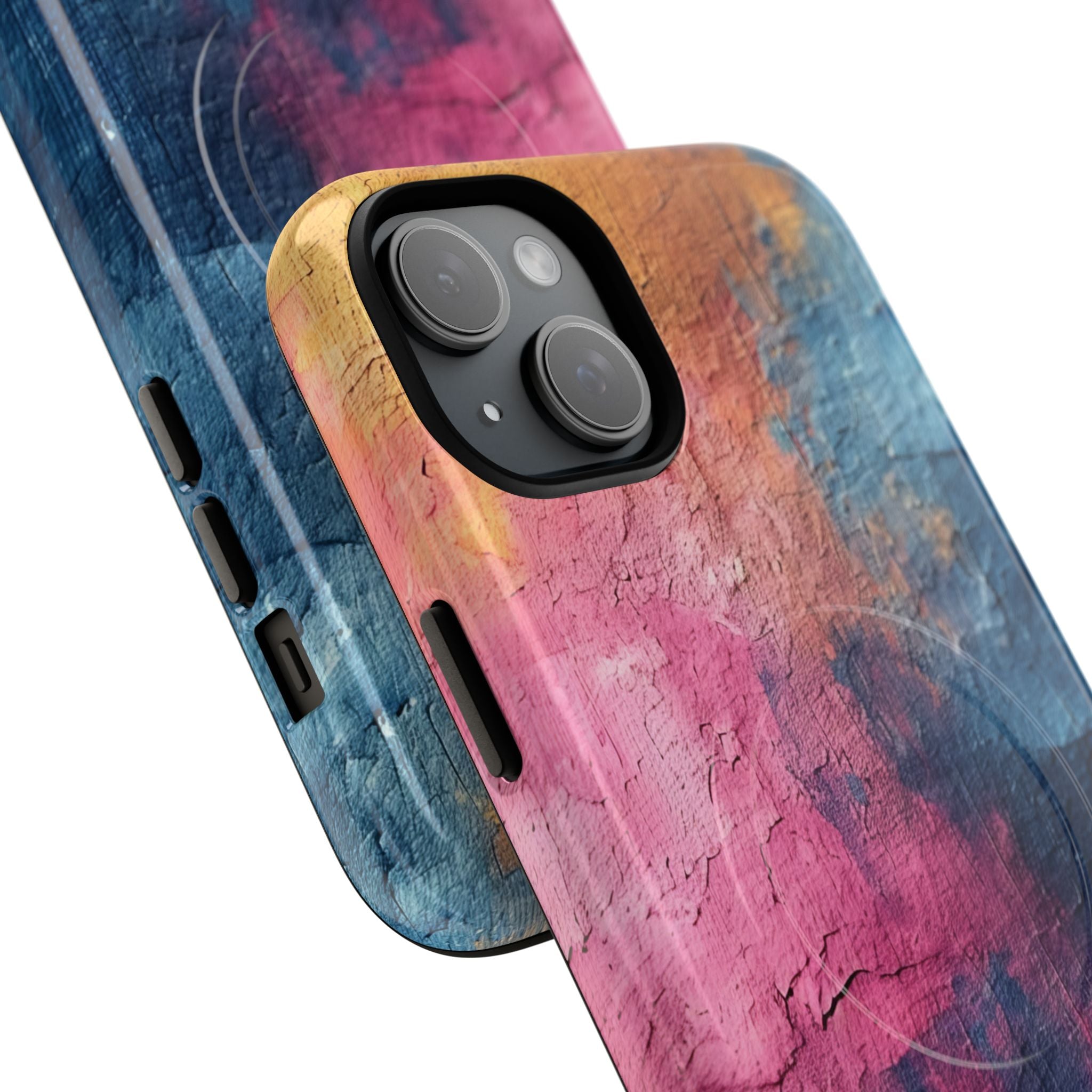 Blue Pink Abstract - Tough + MagSafe® iPhone 15 Phone Case