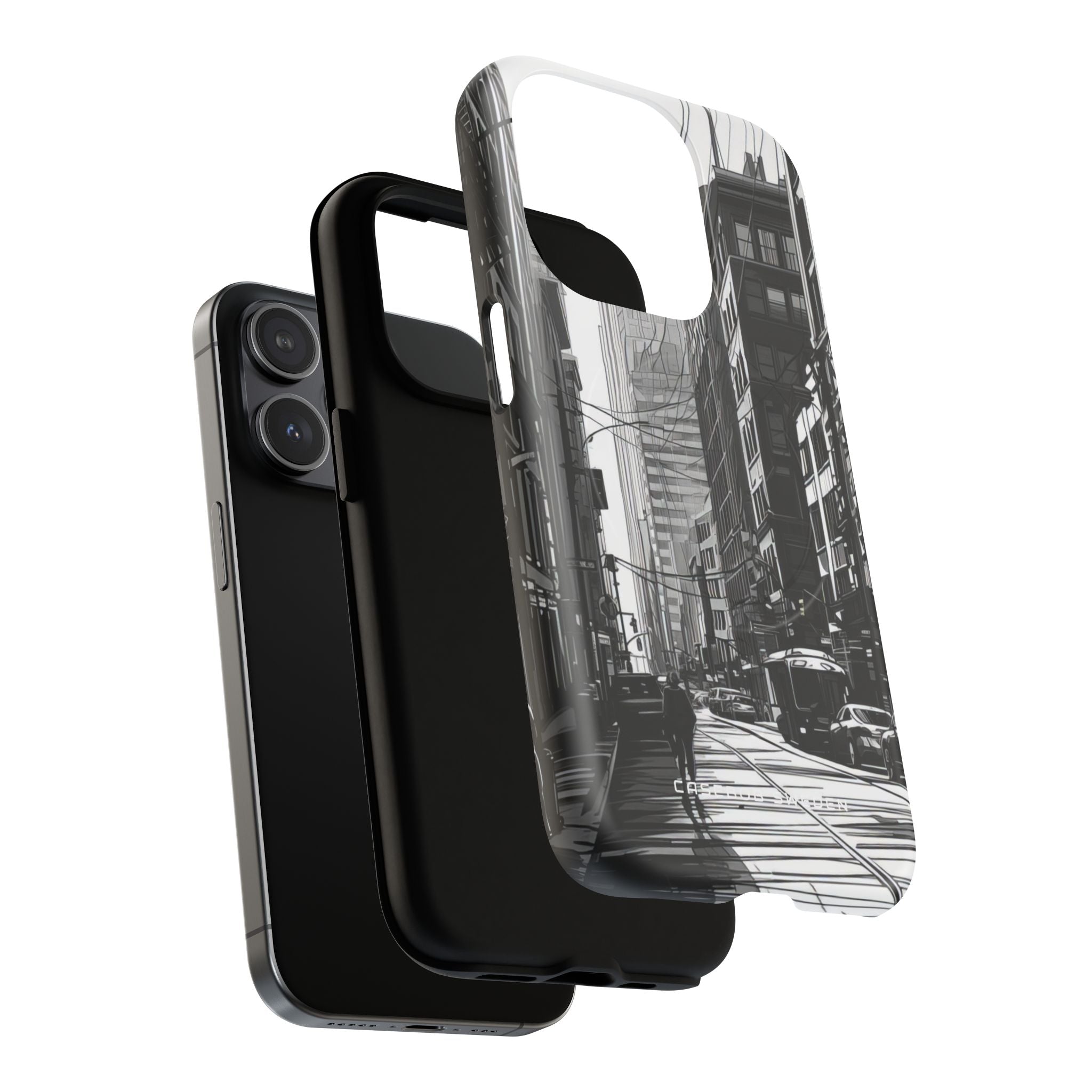 Urban Cityscape Line Perspective iPhone 15 | Tough+ Phone Case