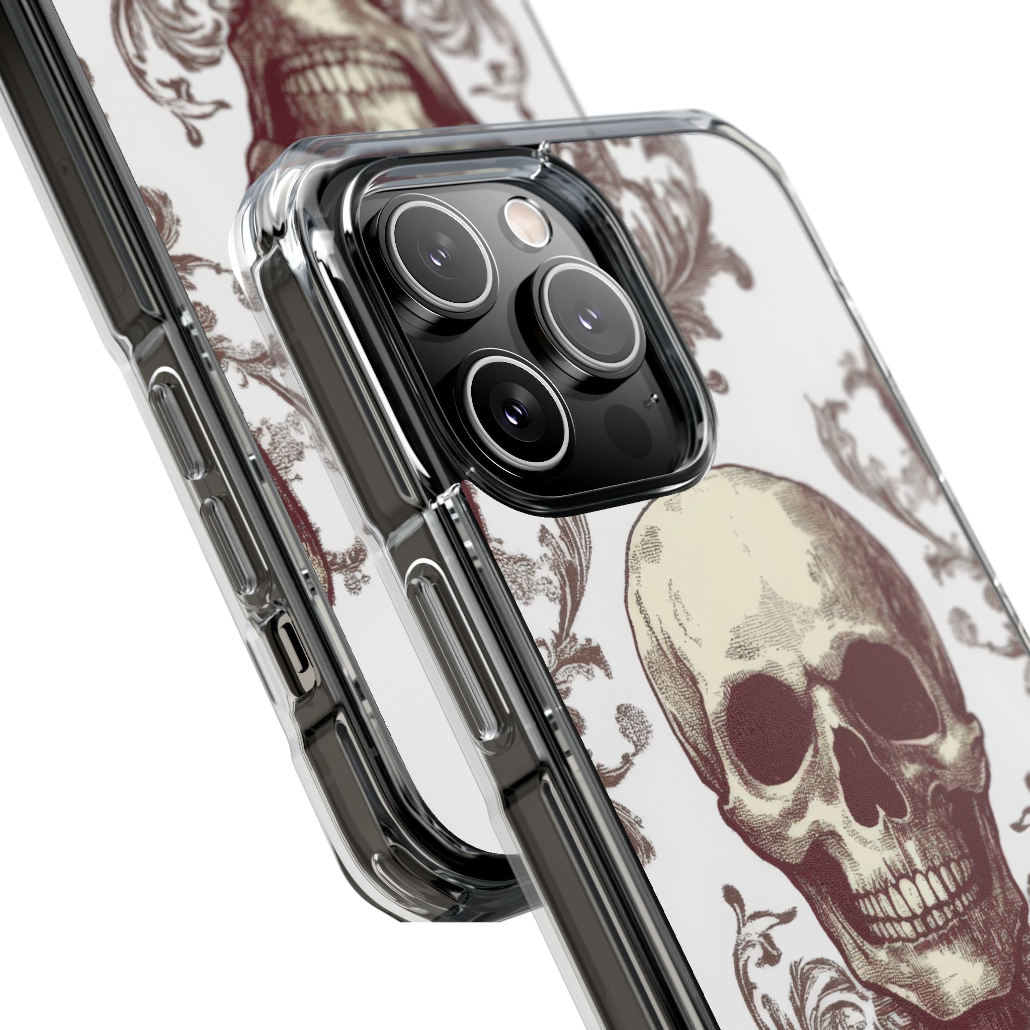 Gothic Skulls and Ornate Foliage iPhone 14 - Clear Impact Phone Case