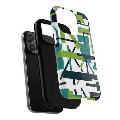 Green Geometry Glide iPhone 15 | Tough+ Phone Case