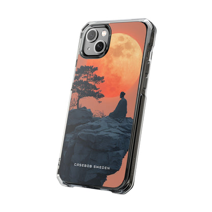 Zen Tranquility Under a Red Moon iPhone 14 - Clear Impact Phone Case