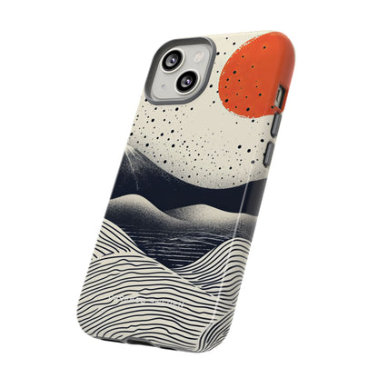 Red Sun Over Flowing Horizons iPhone 14 - Tough Phone Case