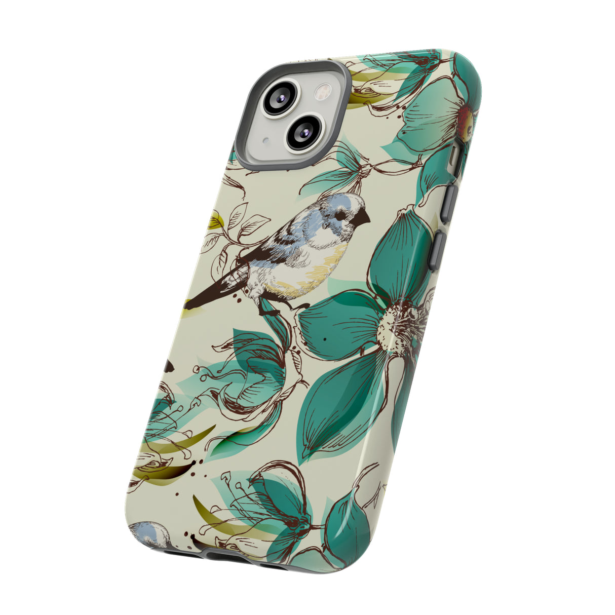 Cute Flowers and Birds iPhone case (Protective) - Protective Phone Case