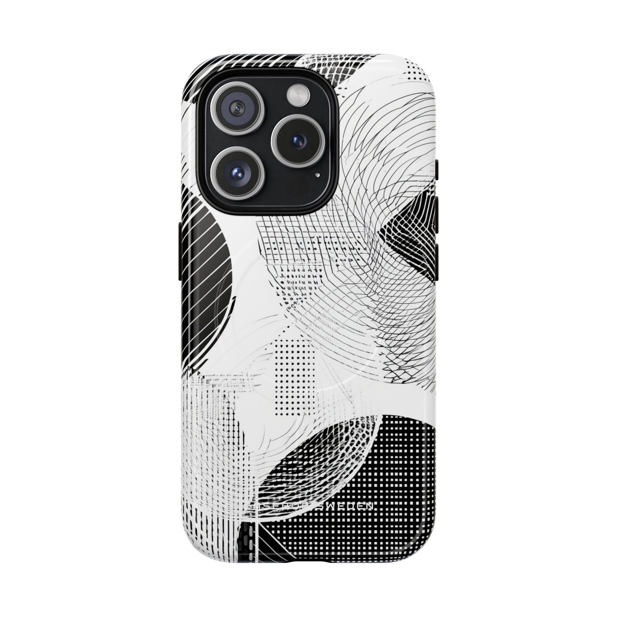 Geometric Monochrome Flow iPhone 15 | Tough+ Phone Case