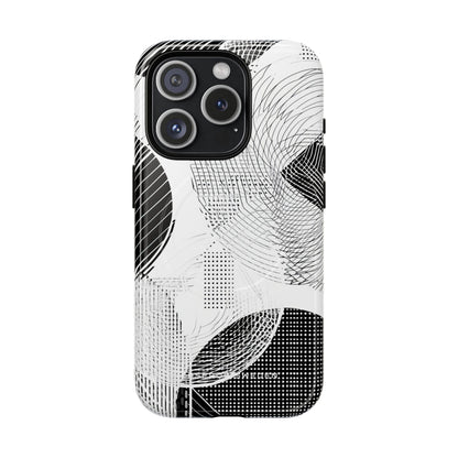 Geometric Monochrome Flow iPhone 15 | Tough+ Phone Case