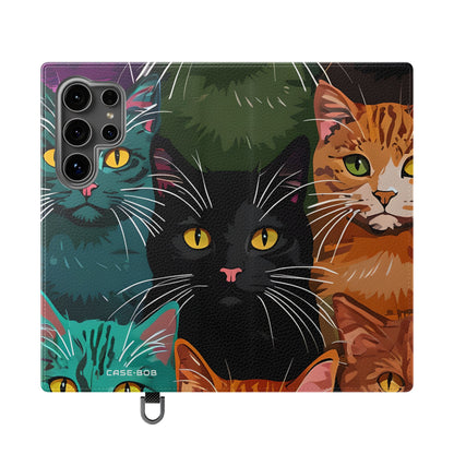 Kissa Ruudukko Neon - Samsung S24 Ultra Case - Lompakko