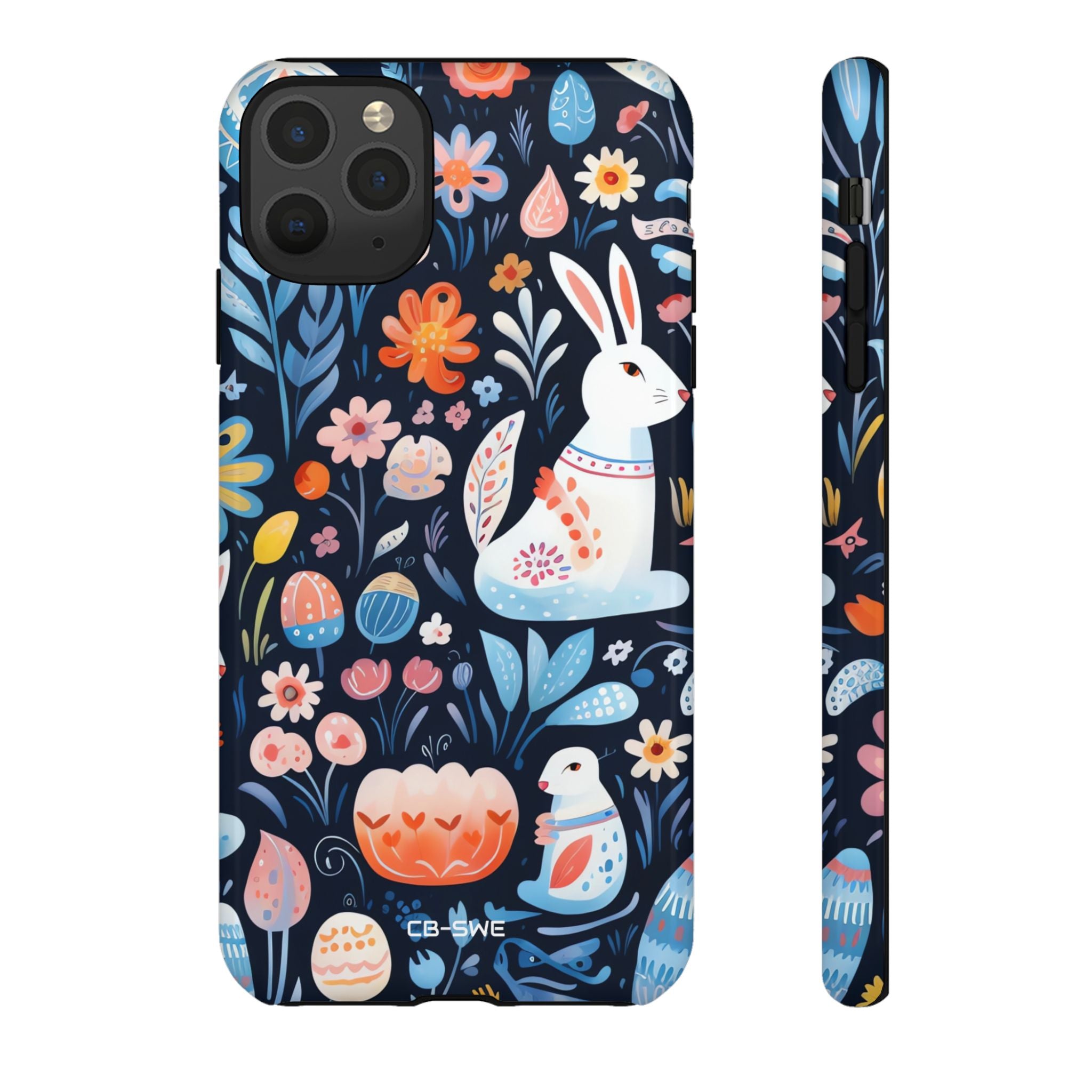 Bunnies Play Among Flowers - iPhone Case