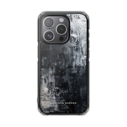 Textured Monochrome Blossom iPhone 15 - Clear Impact Phone Case