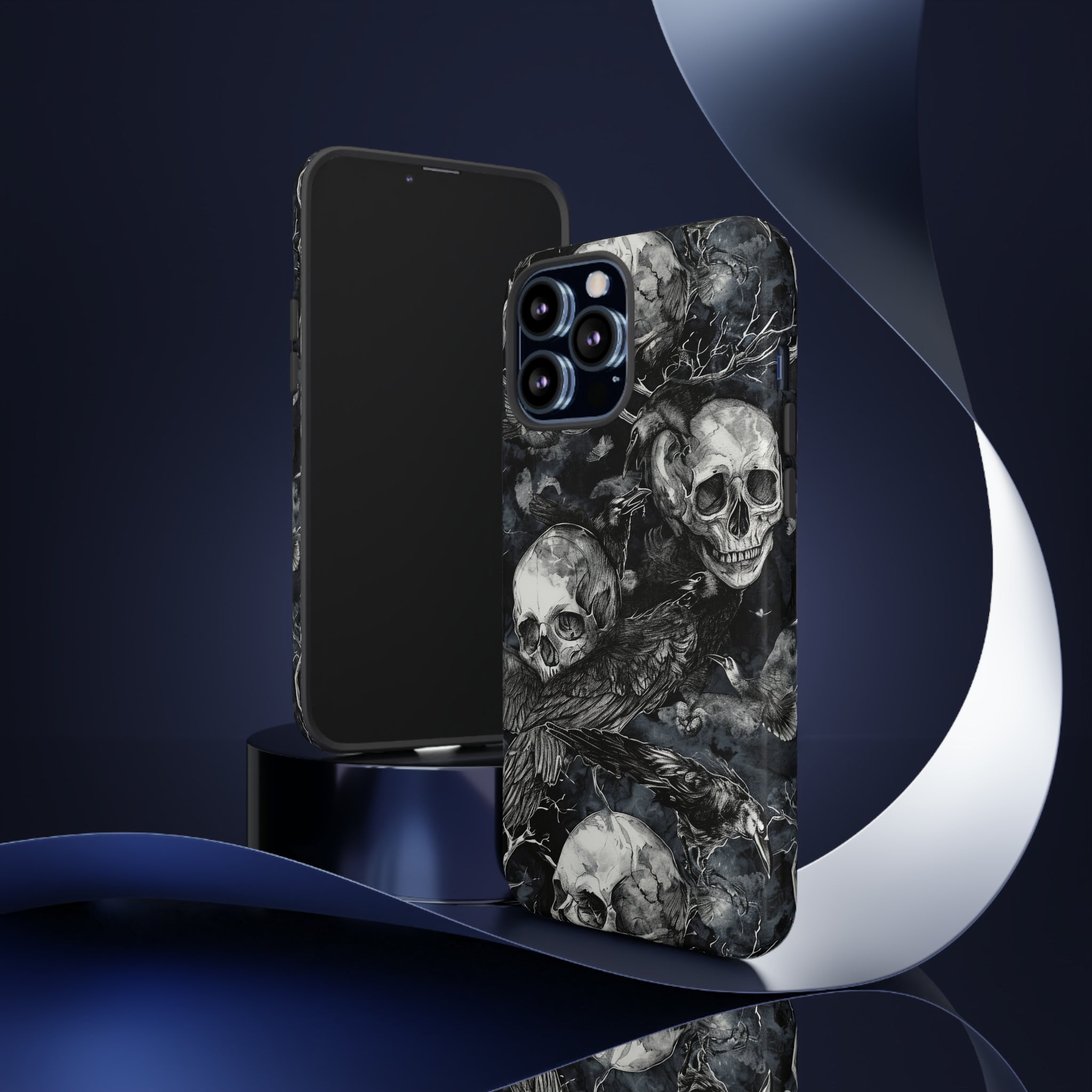 Skulls and Ravens Gothic - Protective Phone Case