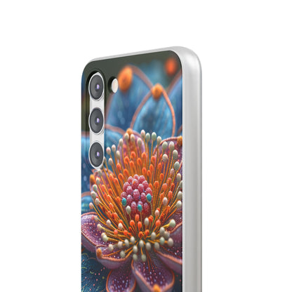 Blue-Orange Floral Swirl - Flexi Samsung S23 Phone Case