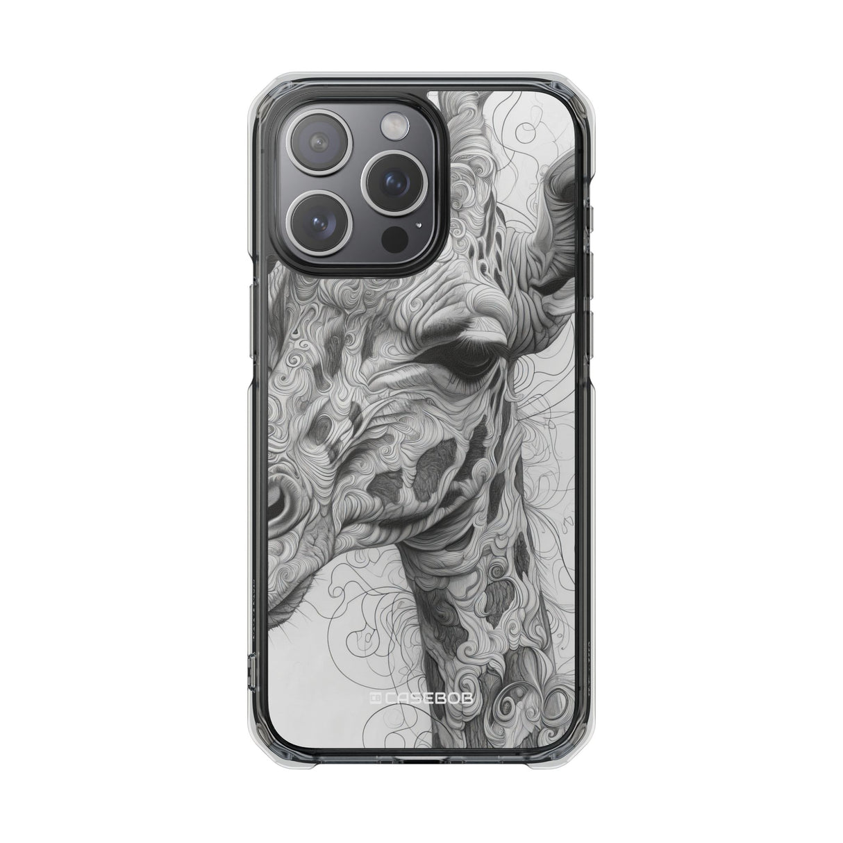 Monochrome Giraffe - Phone Case for iPhone (Clear Impact - Magnetic)