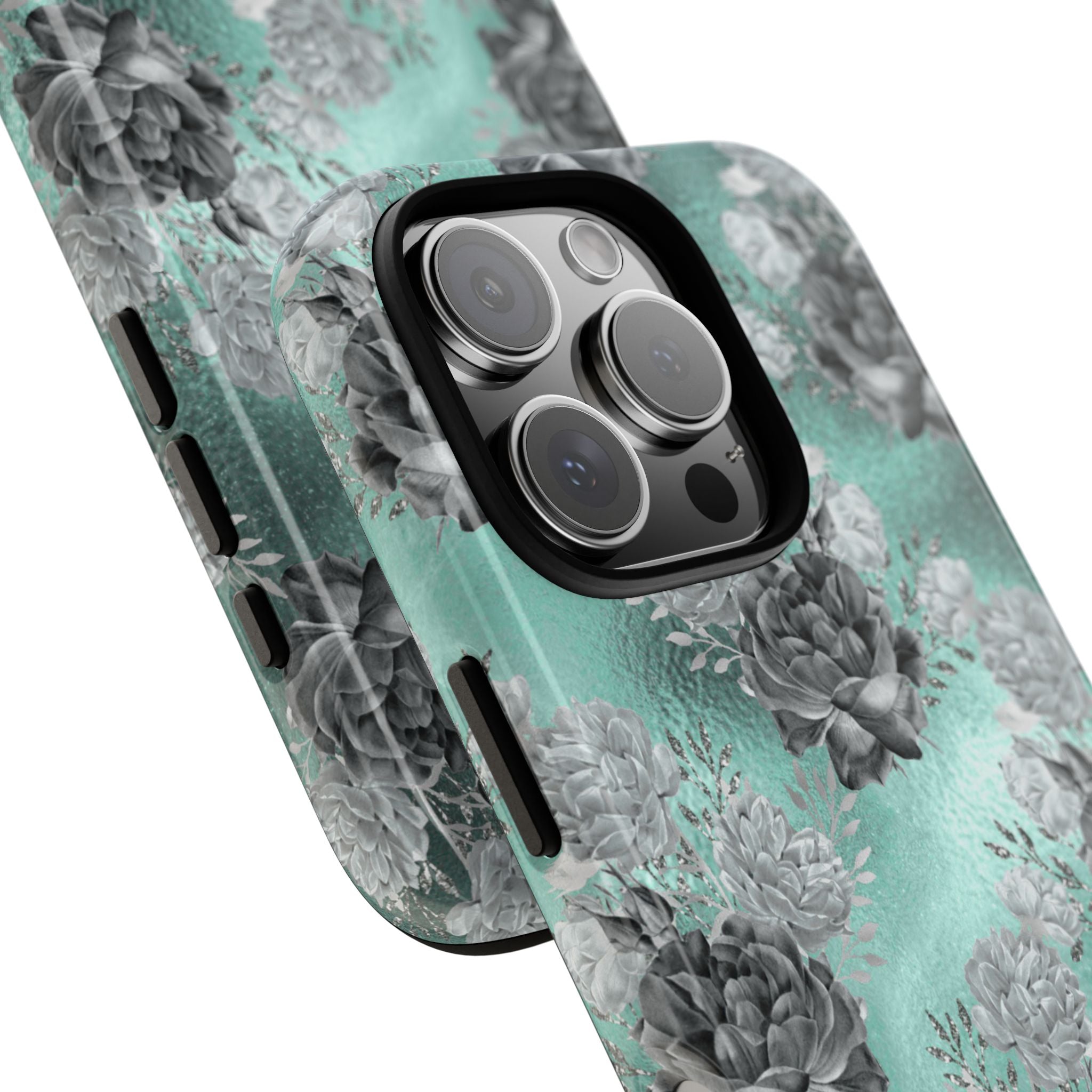 Teal Floral Elegance - iPhone Case