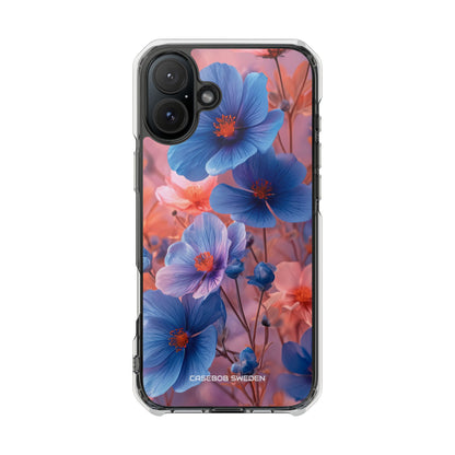 Blue Peach Blossoms - Clear Impact iPhone 16 Phone Case