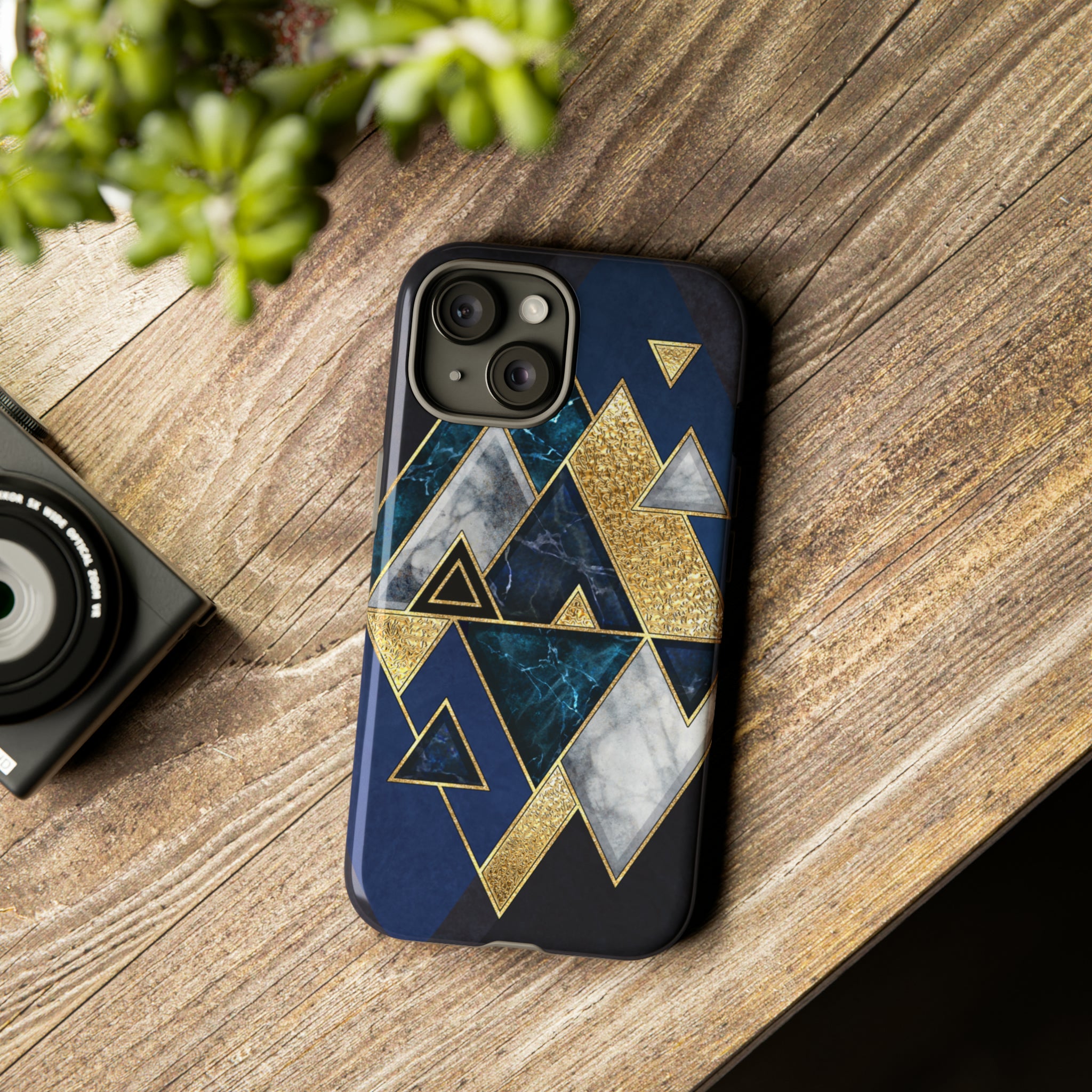 Dark Blue Geometric - Protective Phone Case