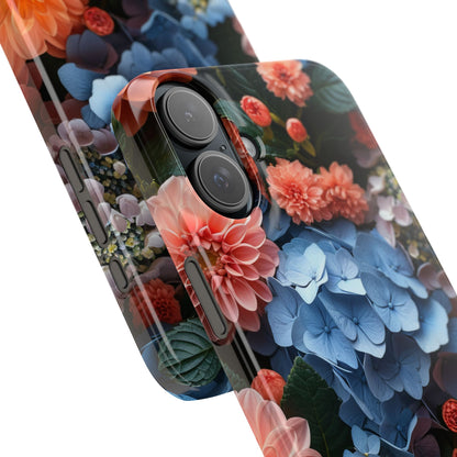 Blue Floral Bliss - Slim iPhone 16 Phone Case