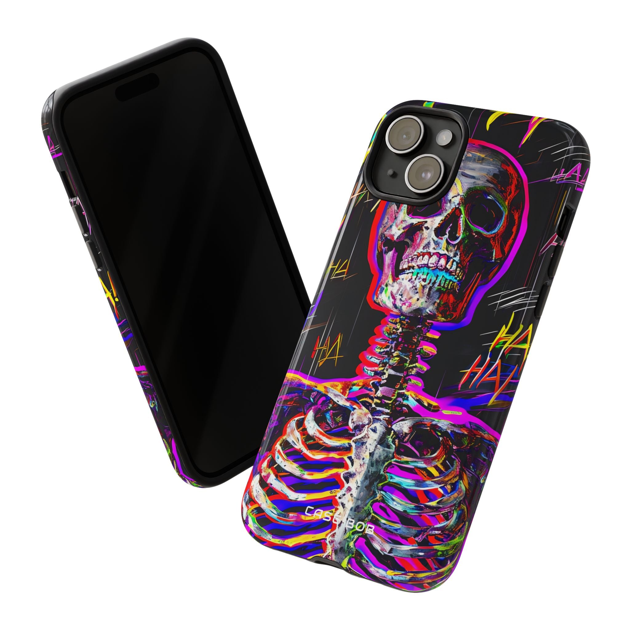 Neon Skeleton Laugh iPhone 15 Plus Case - Tough