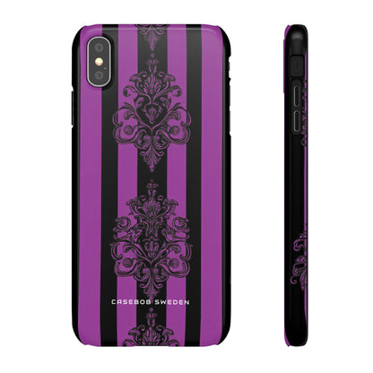 Gotische Eleganz mit vertikalen Streifen und Ornamentmotiven iPhone X - Schlanke Handyhülle