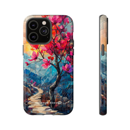 Vibrant Geometric Tree Landscape iPhone 14 - Tough Phone Case