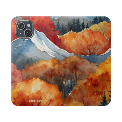 Snowcapped Ember Mountains - iPhone 15 Plus Case - Wallet