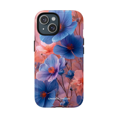 Blue Peach Blossoms - Tough + MagSafe® iPhone 15 Phone Case