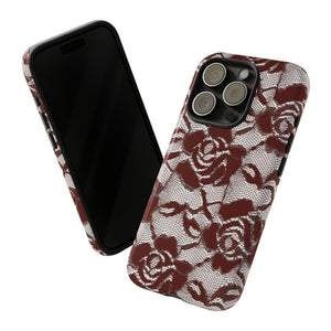 Red Lace Gothic Flower - Protective Phone Case