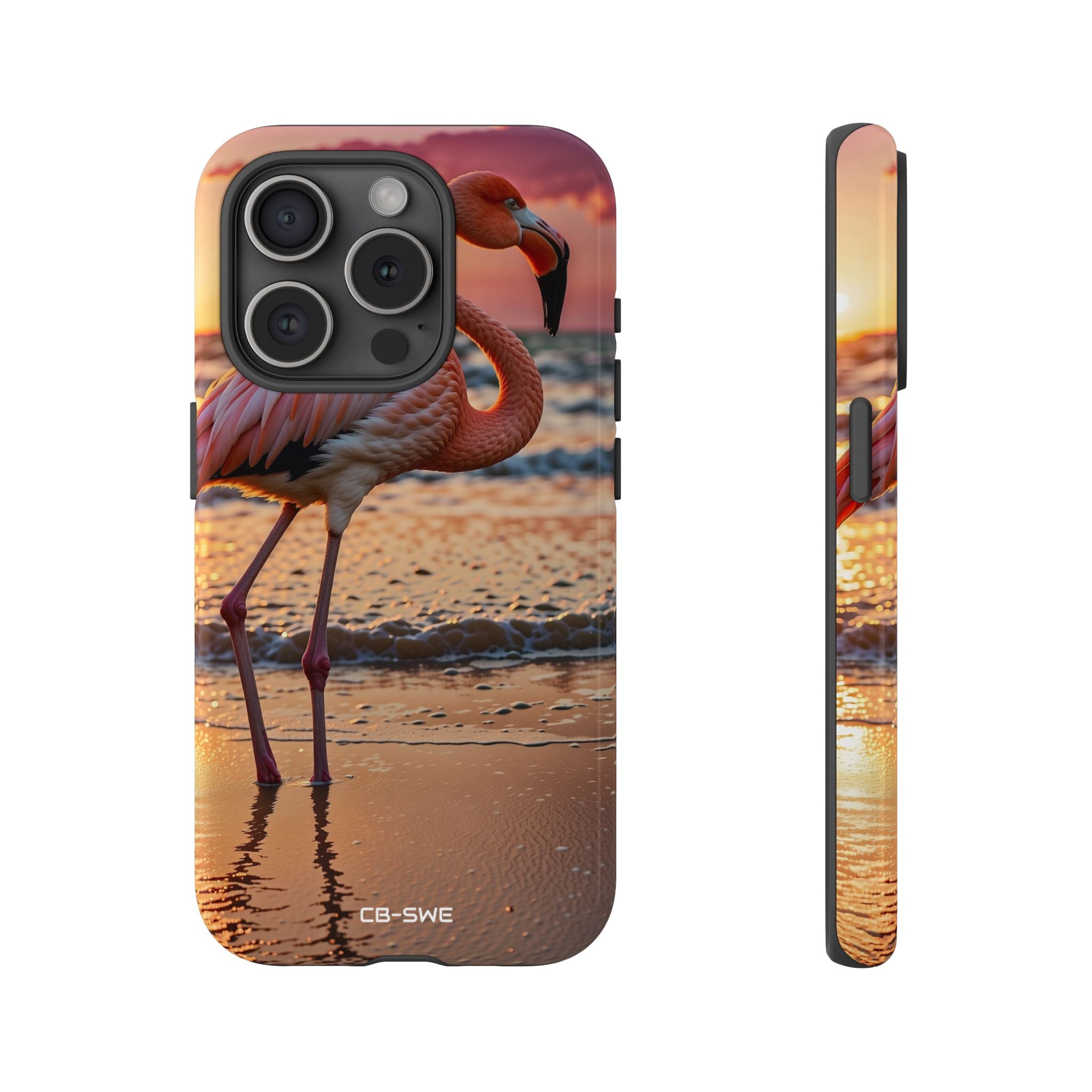 Sunset Flamingo Stand - iPhone Case