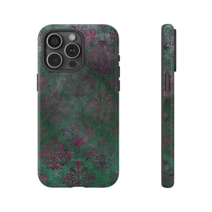 Green Damask Gothic Flower - Protective Phone Case