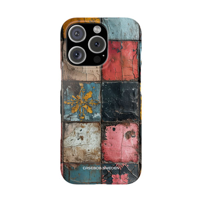 Rustic Red-Yellow Vintage Tiles - Slim iPhone 16 Phone Case