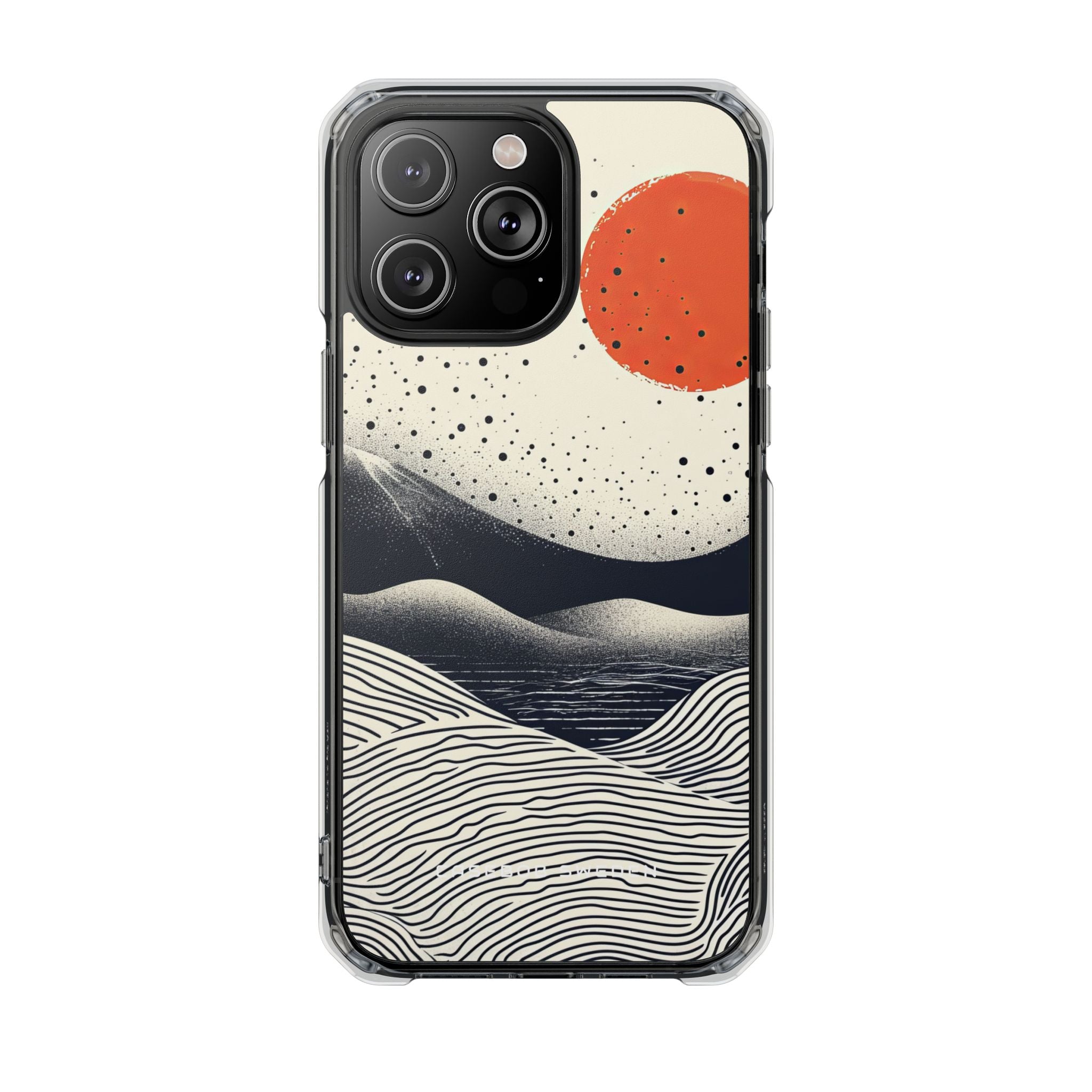 Red Sun Over Flowing Horizons iPhone 14 - Clear Impact Phone Case