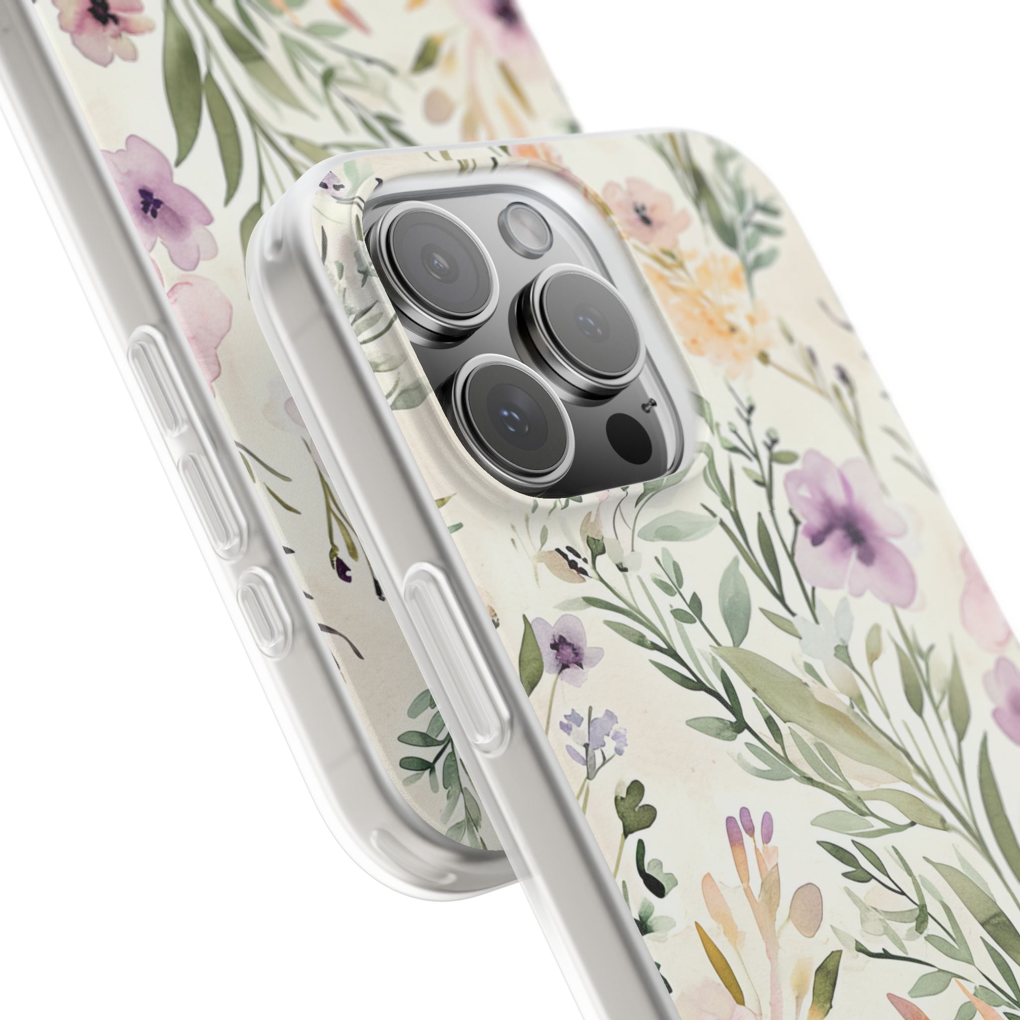 Soft Green Lavender Floral Pattern - Flexi iPhone 16 Phone Case