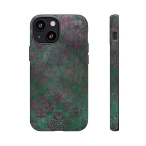 Green Damask Gothic Flower - Protective Phone Case