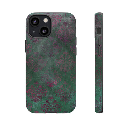 Green Damask Gothic Flower - Protective Phone Case