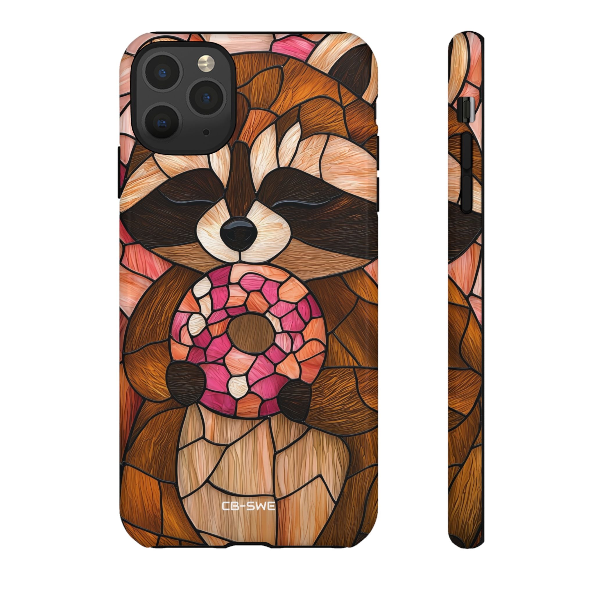 Raccoon Holds Donut - iPhone Case