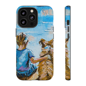 Boy with Dog - Protective Phone Case