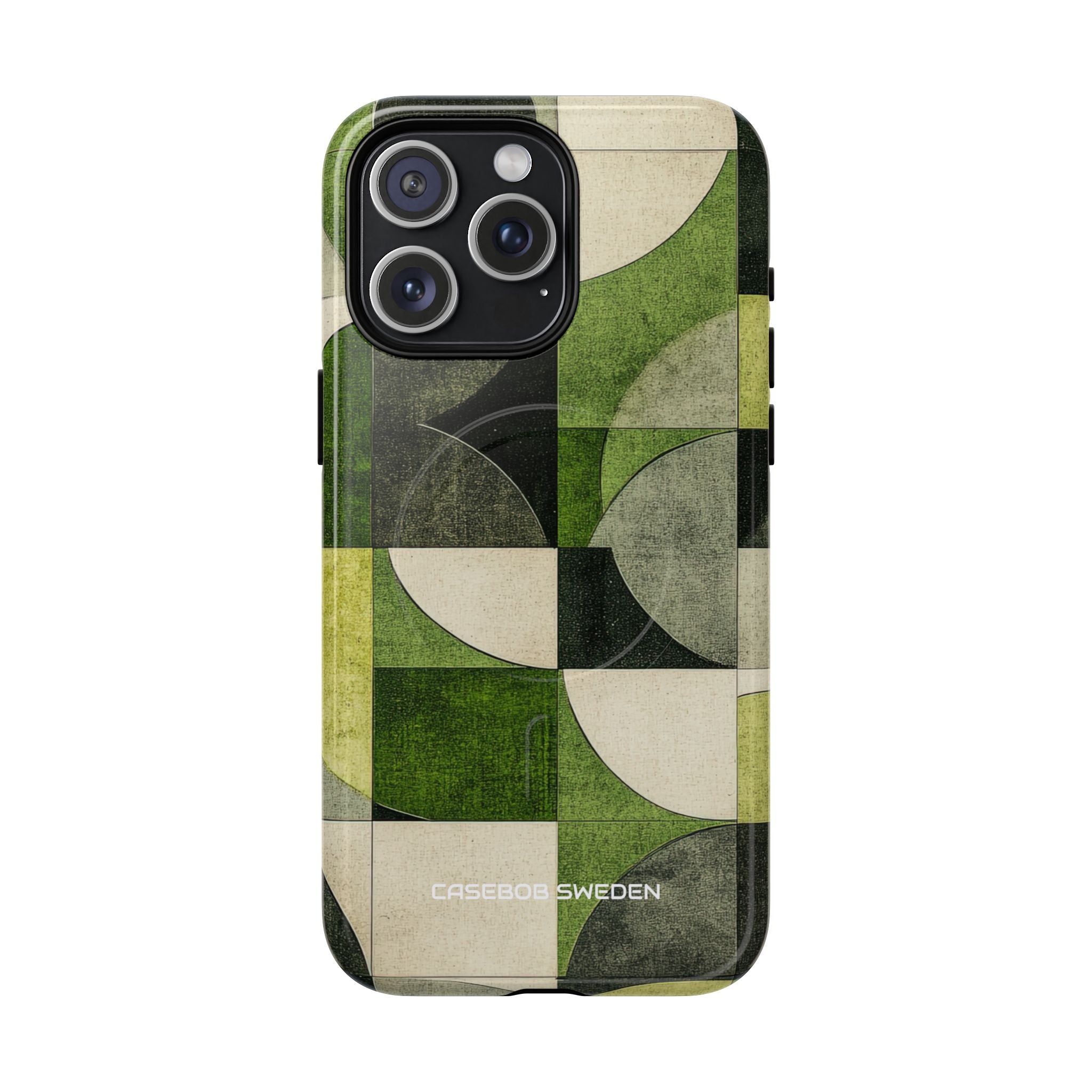 Green Geometric Harmony - Tough + MagSafe® iPhone 15 Phone Case