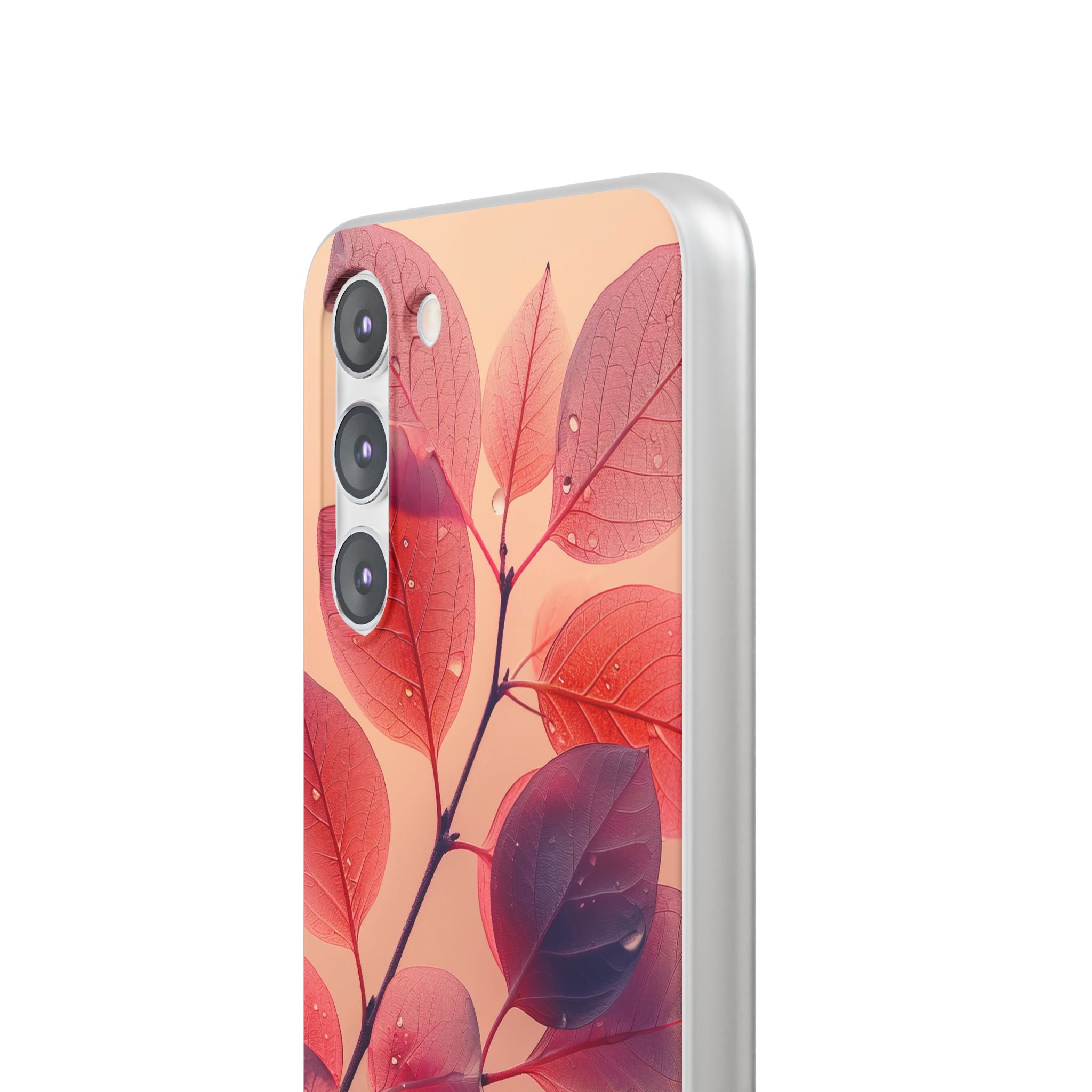 Pink Serenity Leaf Design - Flexi Samsung S23 Phone Case