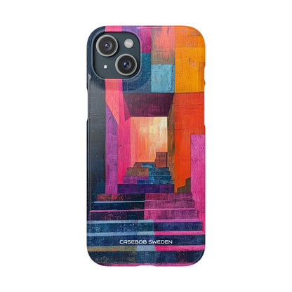 Pink Orange Geometry - Slim iPhone 15 Phone Case