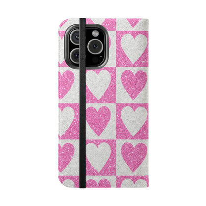 Glitter Heartgrid - iPhone 16 Max Case - Wallet