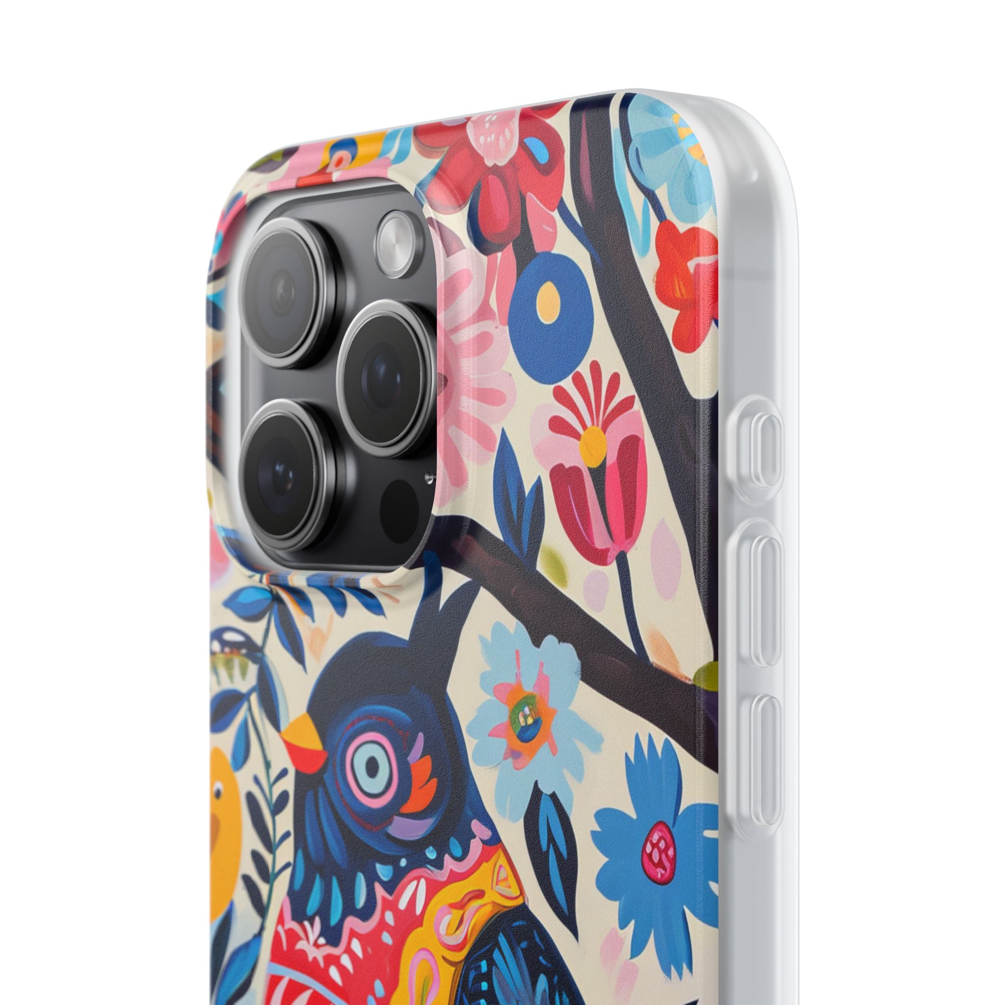 Whimsical Vintage Owl with Floral Charm iPhone 15 - Flexi Phone Case