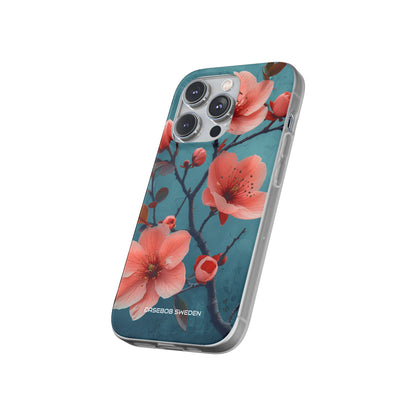 Teal Coral Blossom - Flexi iPhone 14 Phone Case