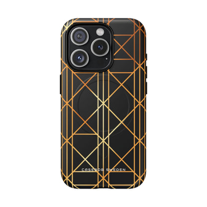 Golden Geometric Elegance iPhone 15 | Tough+ Phone Case