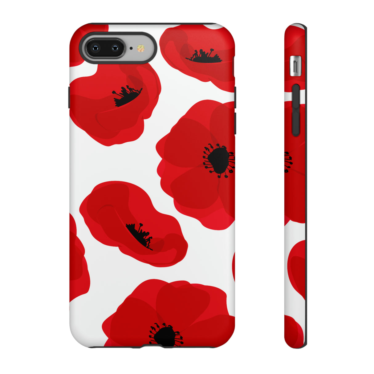 Red poppies on white iPhone case - Protective Phone Case