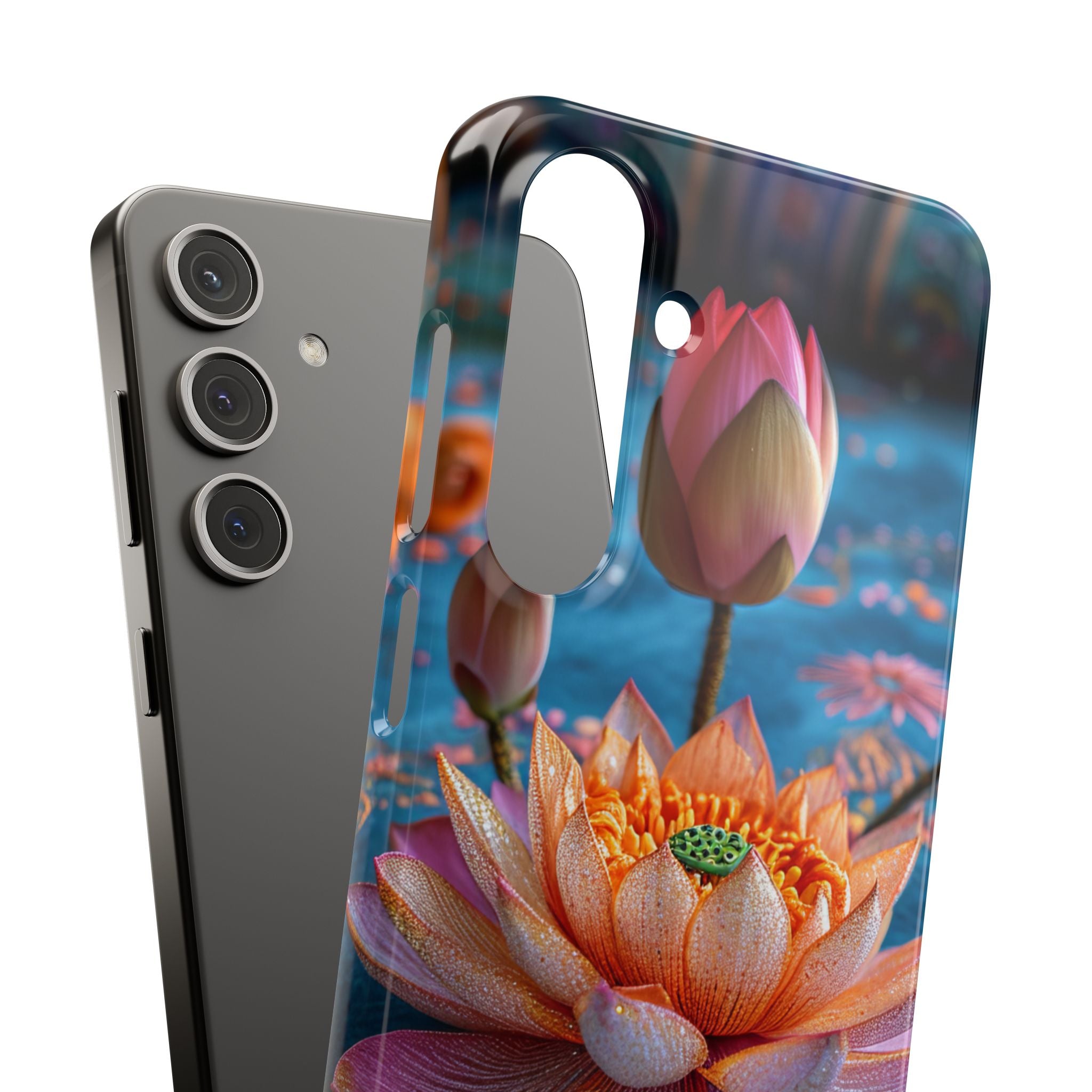 Vibrant Lotus Embroidery - Slim Samsung S24 Phone Case