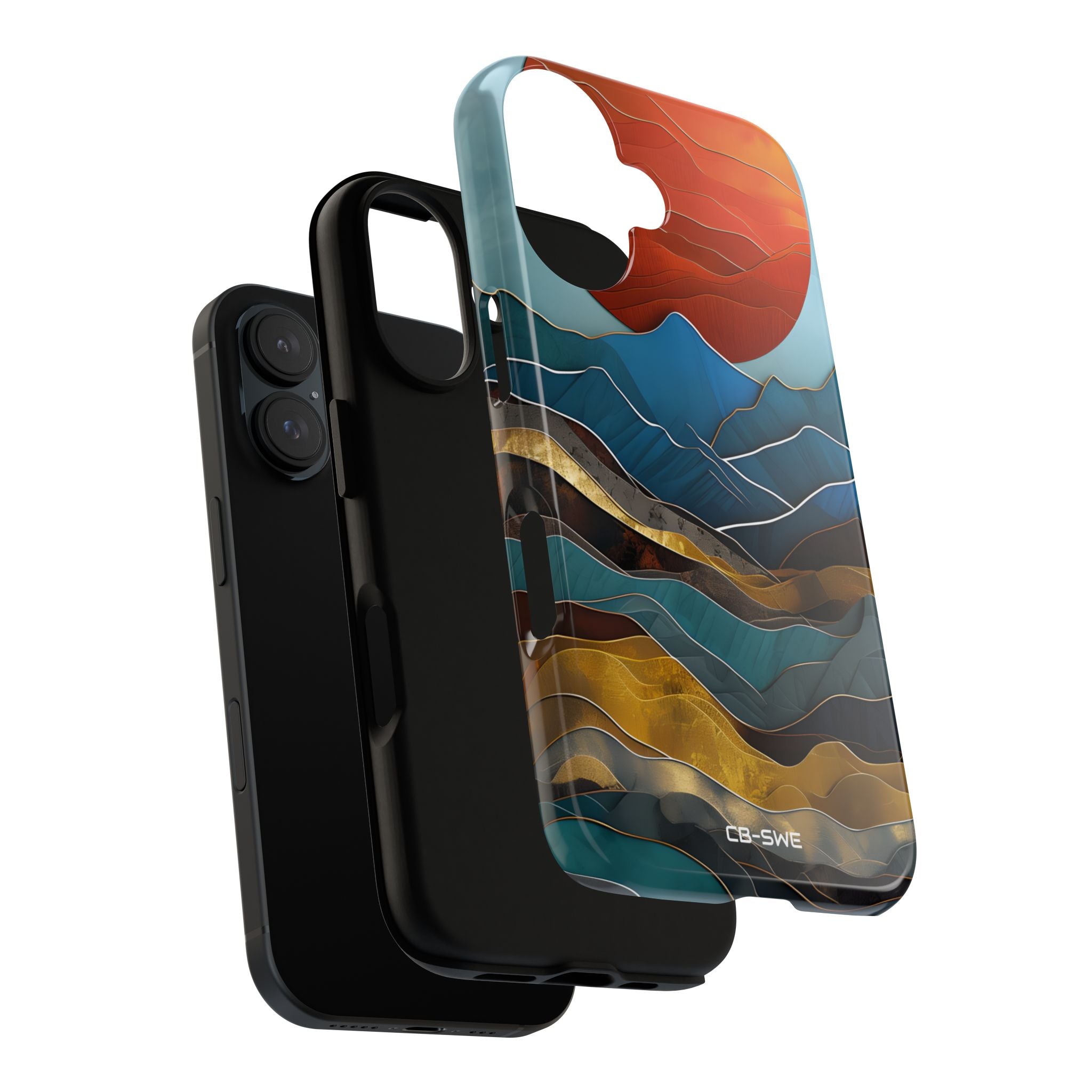 Sunset Geometry Waves - iPhone Case