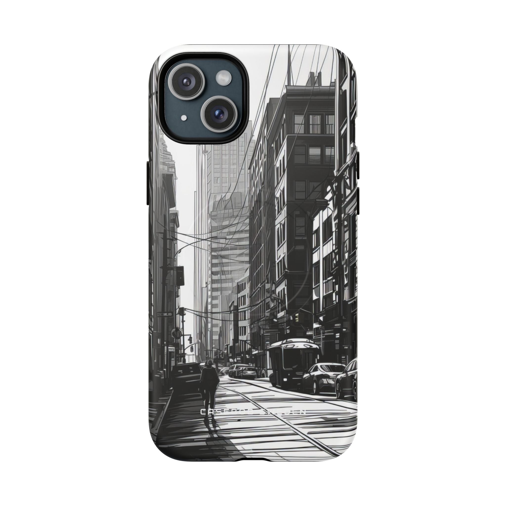 Urban Cityscape Line Perspective iPhone 15 | Tough+ Phone Case