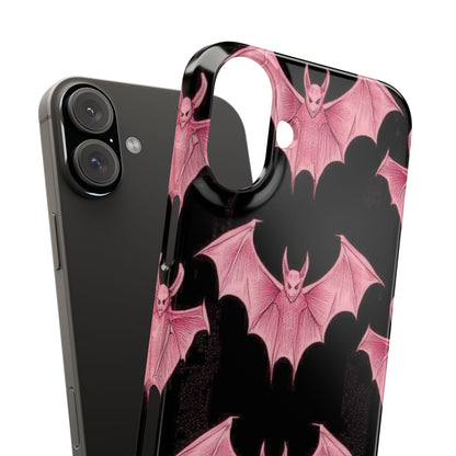 Gothic Pink Bats Aflame iPhone 16 - Schlanke Handyhülle