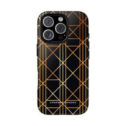 Golden Geometric Elegance iPhone 16 - Tough Phone Case