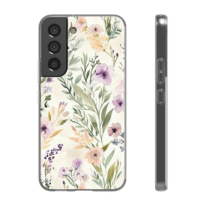 Soft Green Lavender Floral Pattern - Flexi Samsung S22 Phone Case